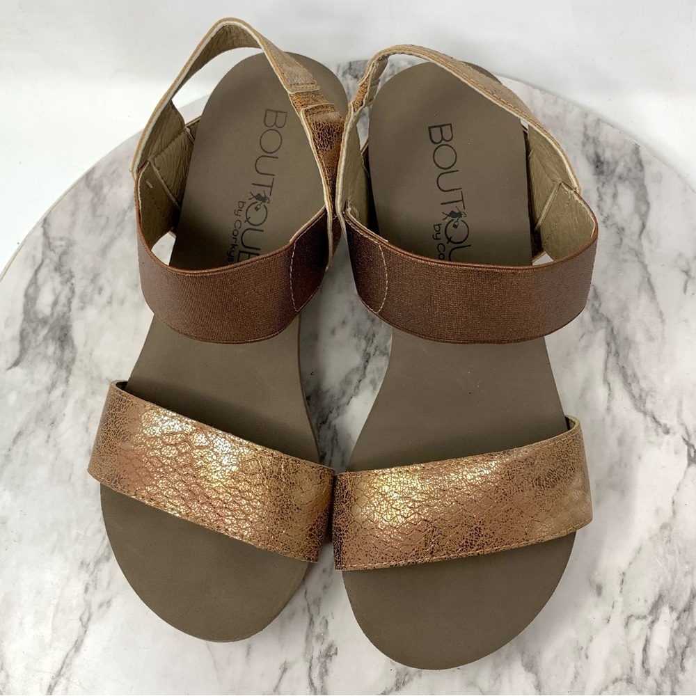 Boutique By Corkys Bandit Bronze Wedge Comfort Sandals 7 Boho Classic Resortwear - Picture 6 of 16